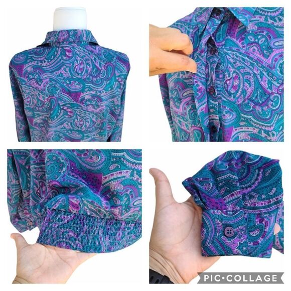 Alfred Dunner Multicolored Paisley Collared Blouse - Picture 8 of 10